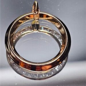 New 10K Solid Real Gold Crystal Diamond Pendant 4 necklace circle eternity round